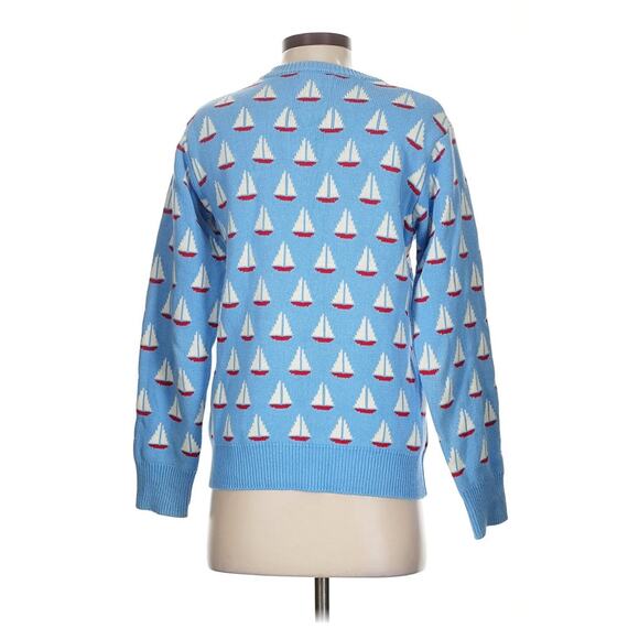 kiel james patrick Smoothest Seas Blue Sailboat Cotton Sweater XS - Picture 3 of 4